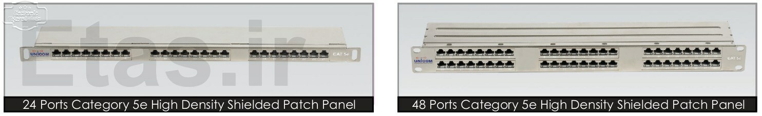 پچ پنل شیلد Cat5e یونیکام Unicom Enhanced Category 5 High Density Shielded Patch Panel, UC-PNL5e-HS